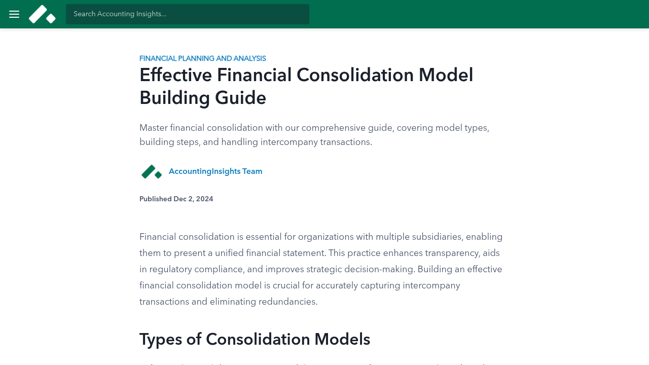 Effective Financial Consolidation Model Building Guide