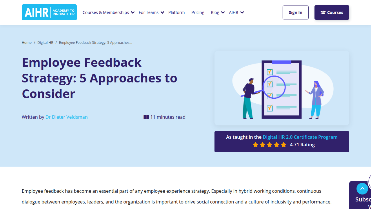 Employee Feedback Strategy: 5 Approaches to Consider - AIHR