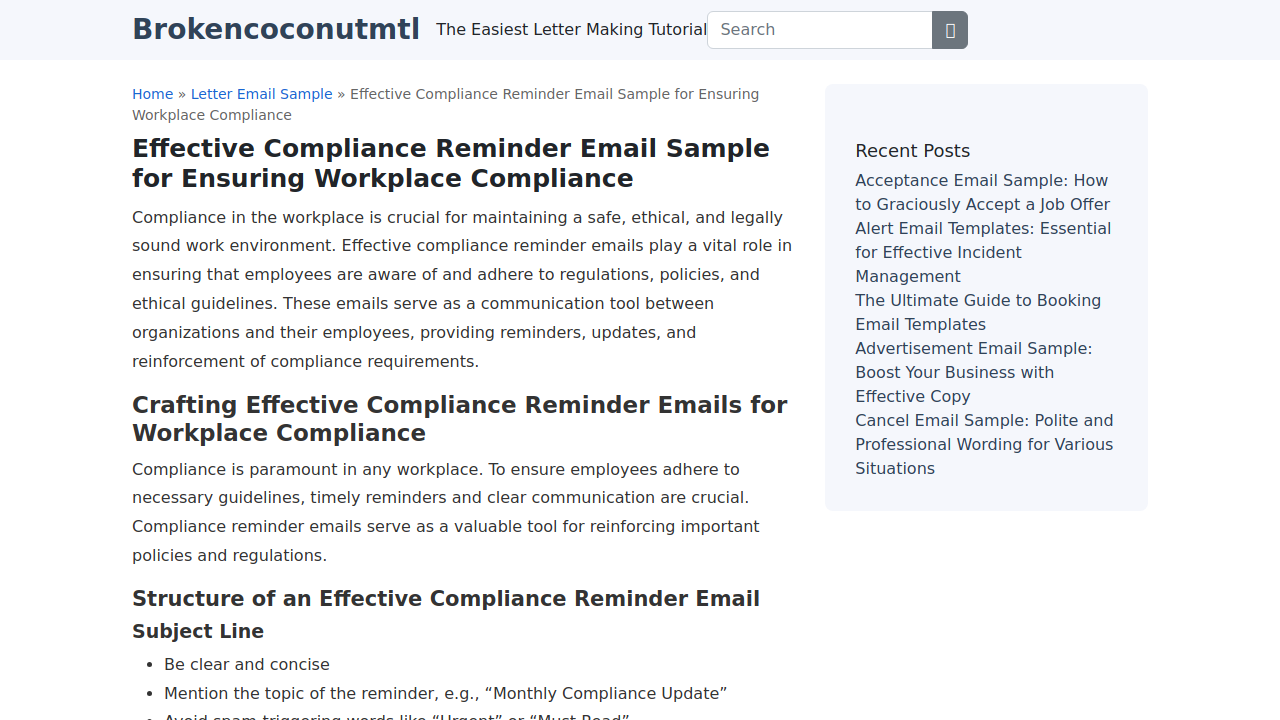 Effective Compliance Reminder Email Sample for Ensuring …