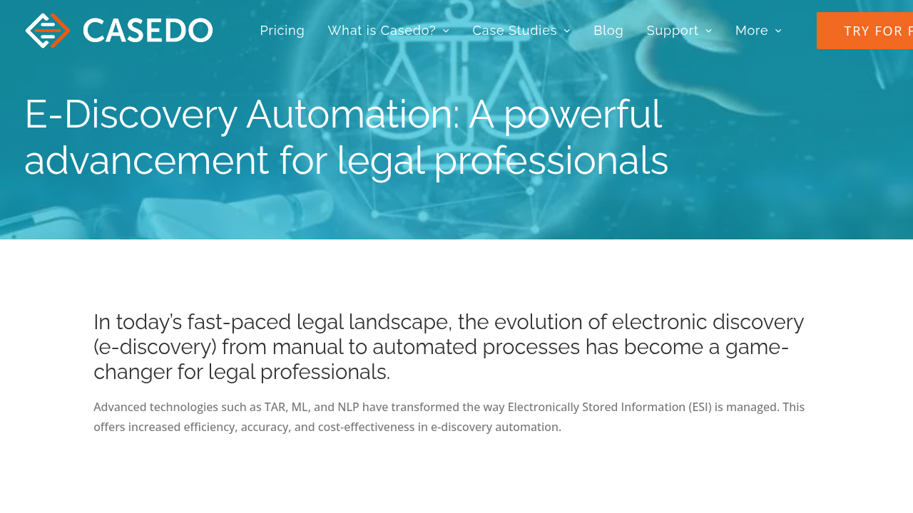 E-Discovery Automation in Law - Casedo
