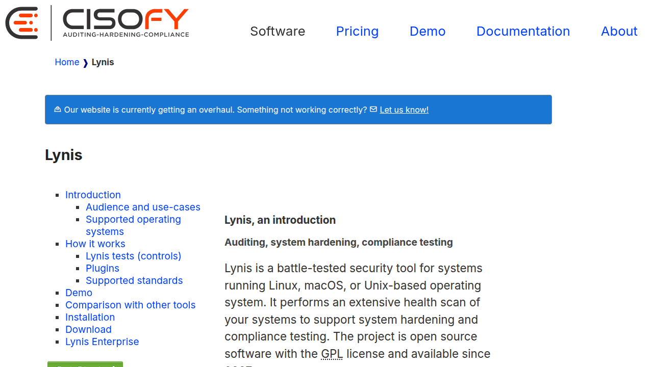 Lynis - Security auditing and hardening tool for Linux/Unix