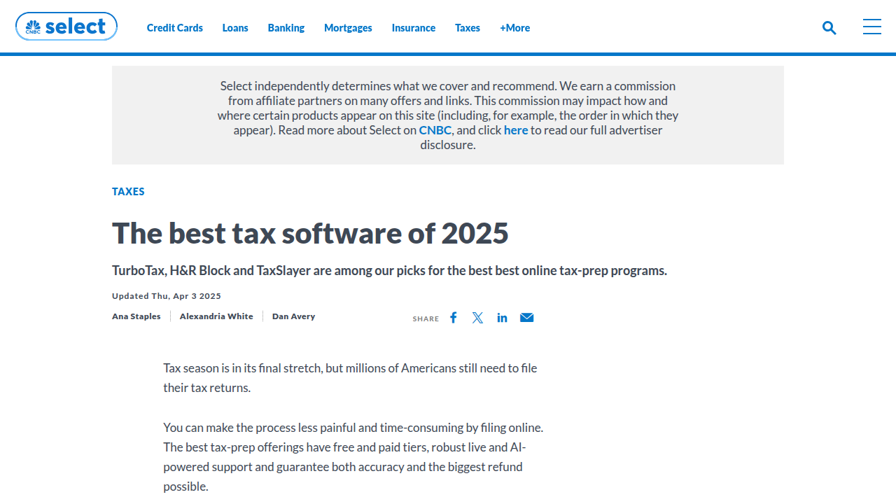 Best Tax Software of 2025 | CNBC Select