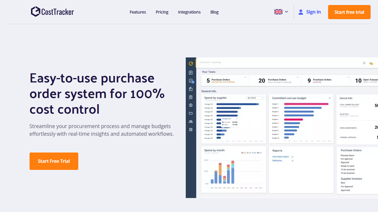 Costtracker - Purchase order system for 100% cost control.