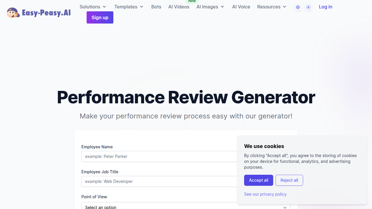 Free AI Performance Review Generator | Easy-Peasy.AI