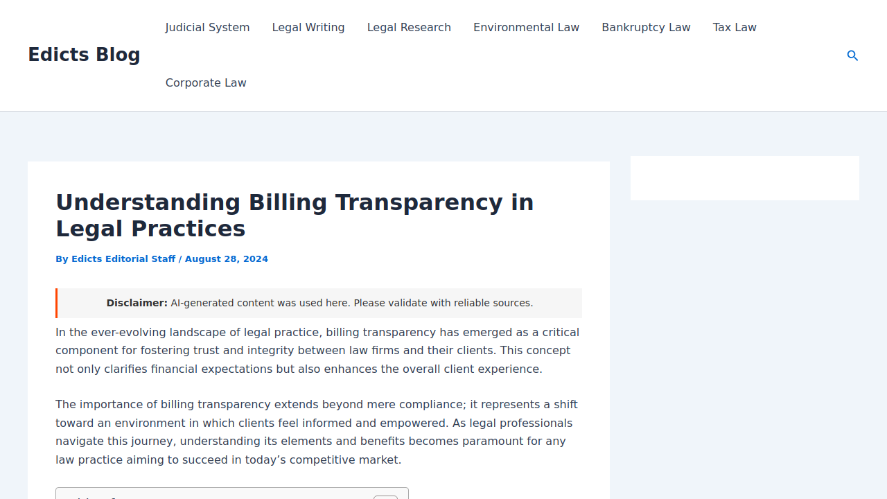 Understanding Billing Transparency in Legal Practices