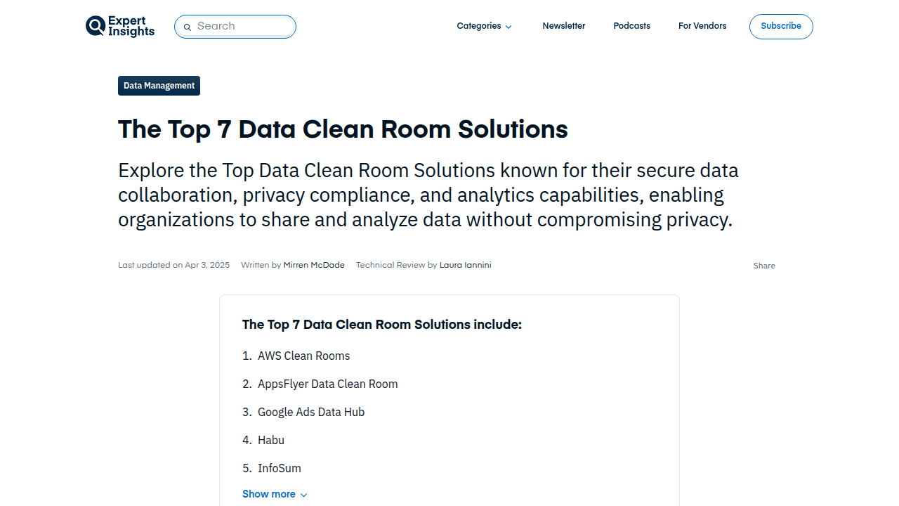 The Top 7 Data Clean Room Solutions - Expert Insights