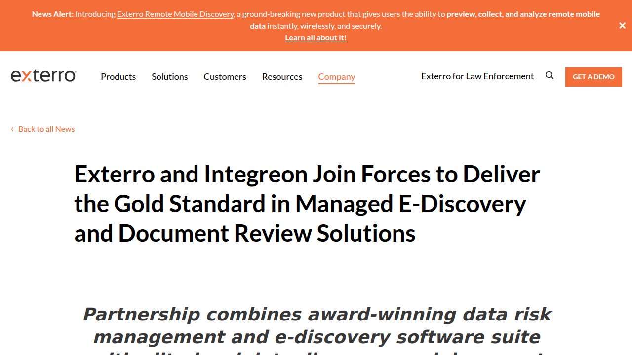 Exterro and Integreon Join Forces to Deliver the Gold Standard in…