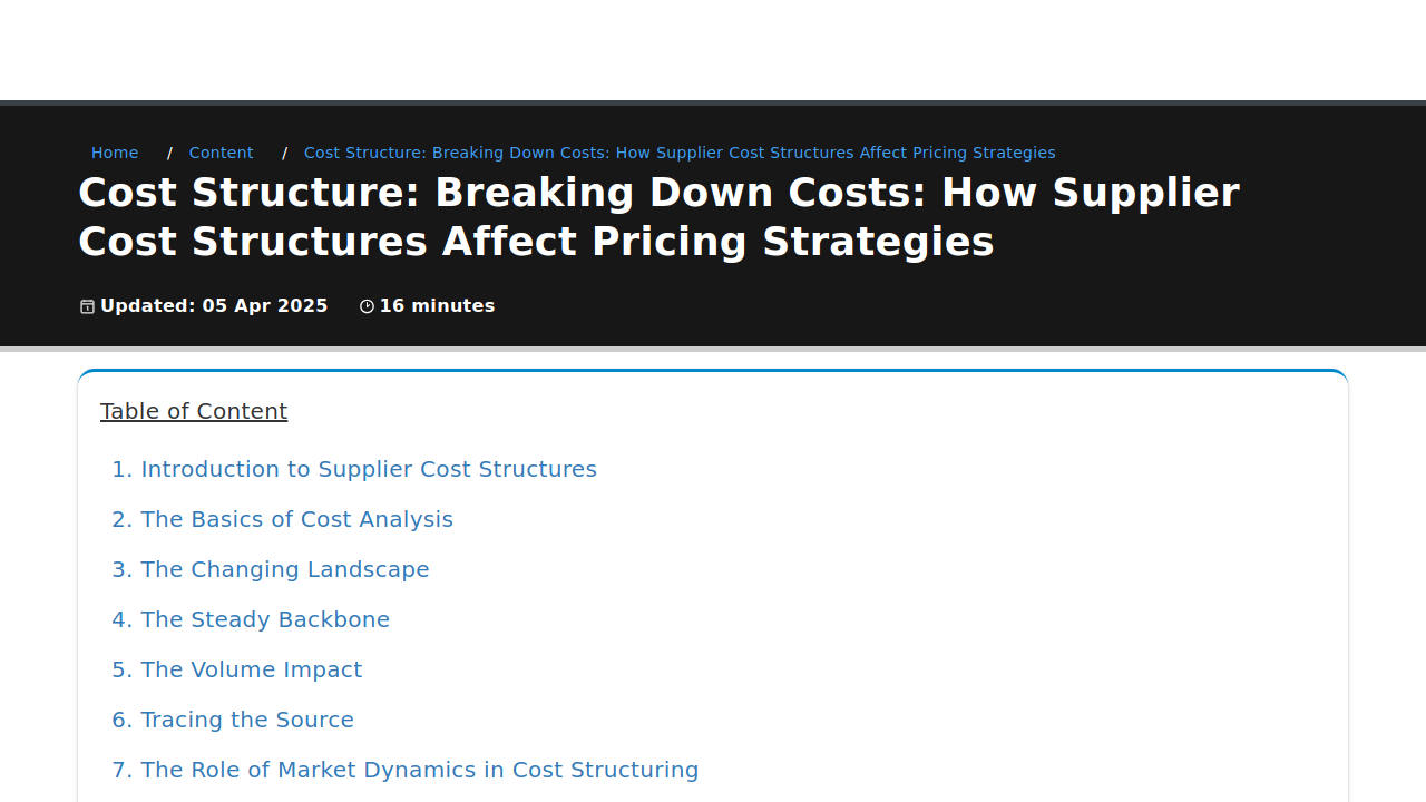 Cost Structure: Breaking Down Costs: How Supplier Cost …