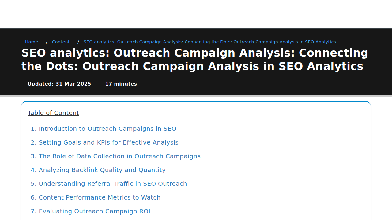 SEO analytics: Outreach Campaign Analysis: Connecting the …
