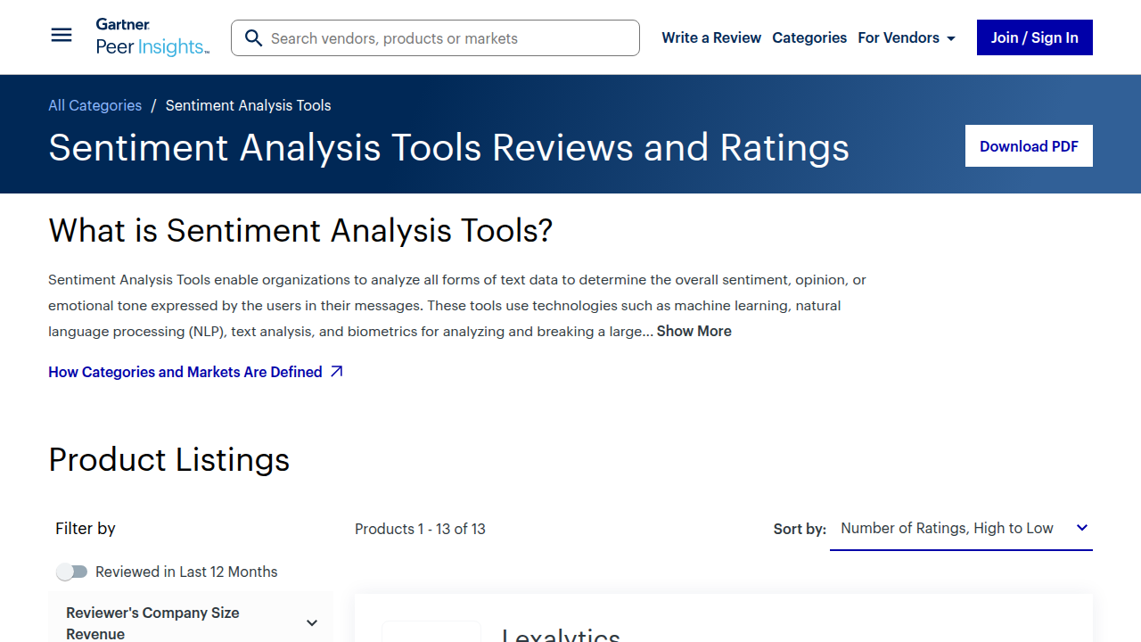 Best Sentiment Analysis Tools Reviews 2025 - Gartner