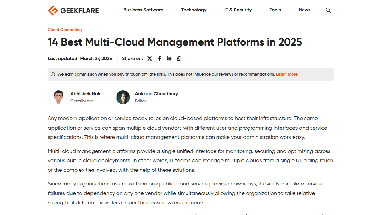 14 Best Multi-Cloud Management Platforms in 2025 - Geekflare