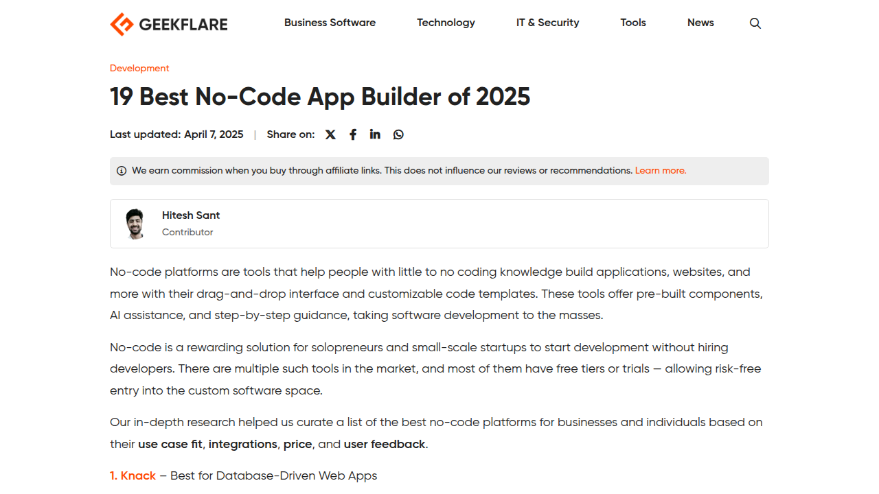 19 Best No-Code App Builder of 2025 - Geekflare