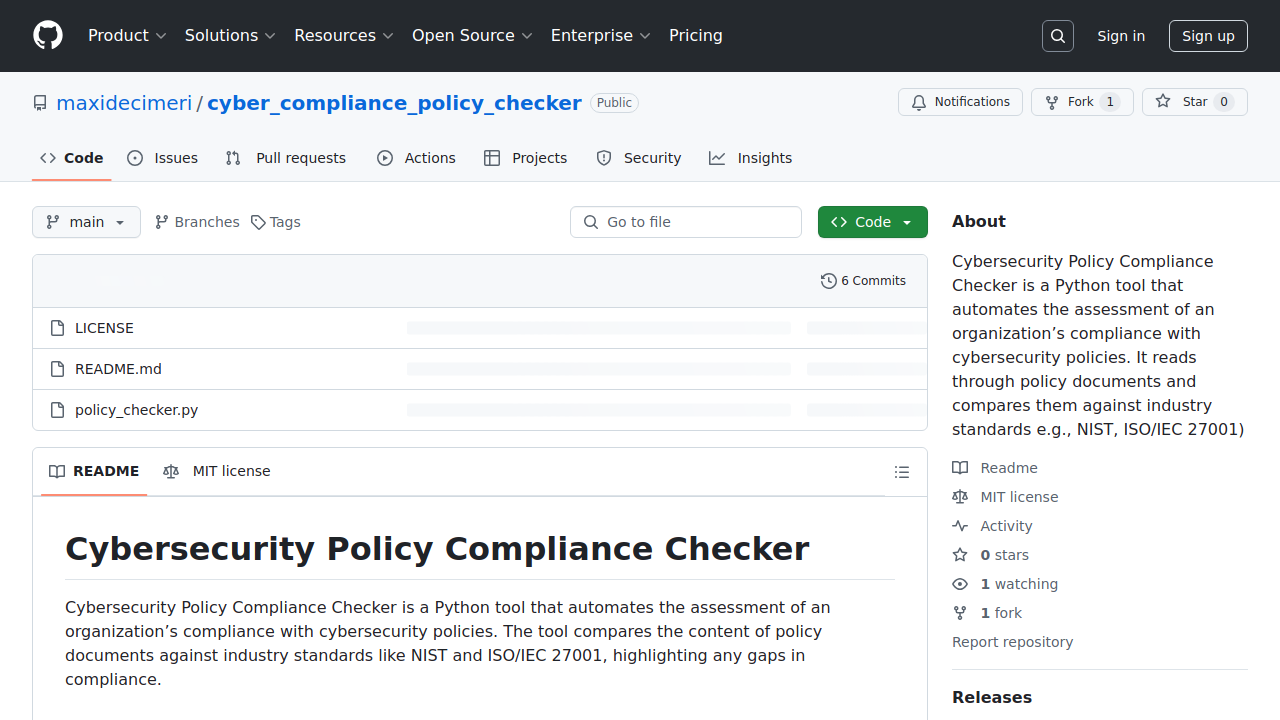Cybersecurity Policy Compliance Checker is a Python tool that