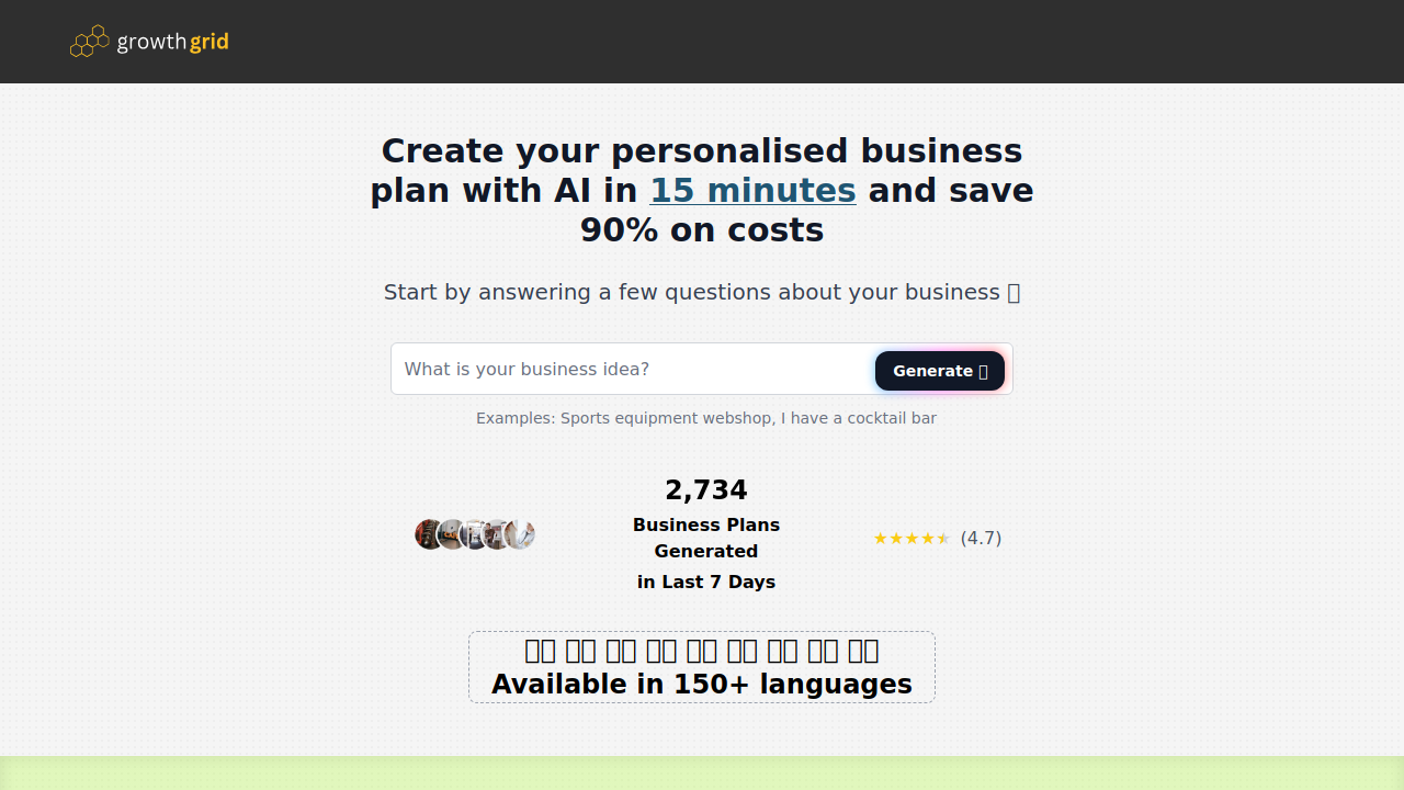 GrowthGrid - Best AI Business Plan Generator & Writer