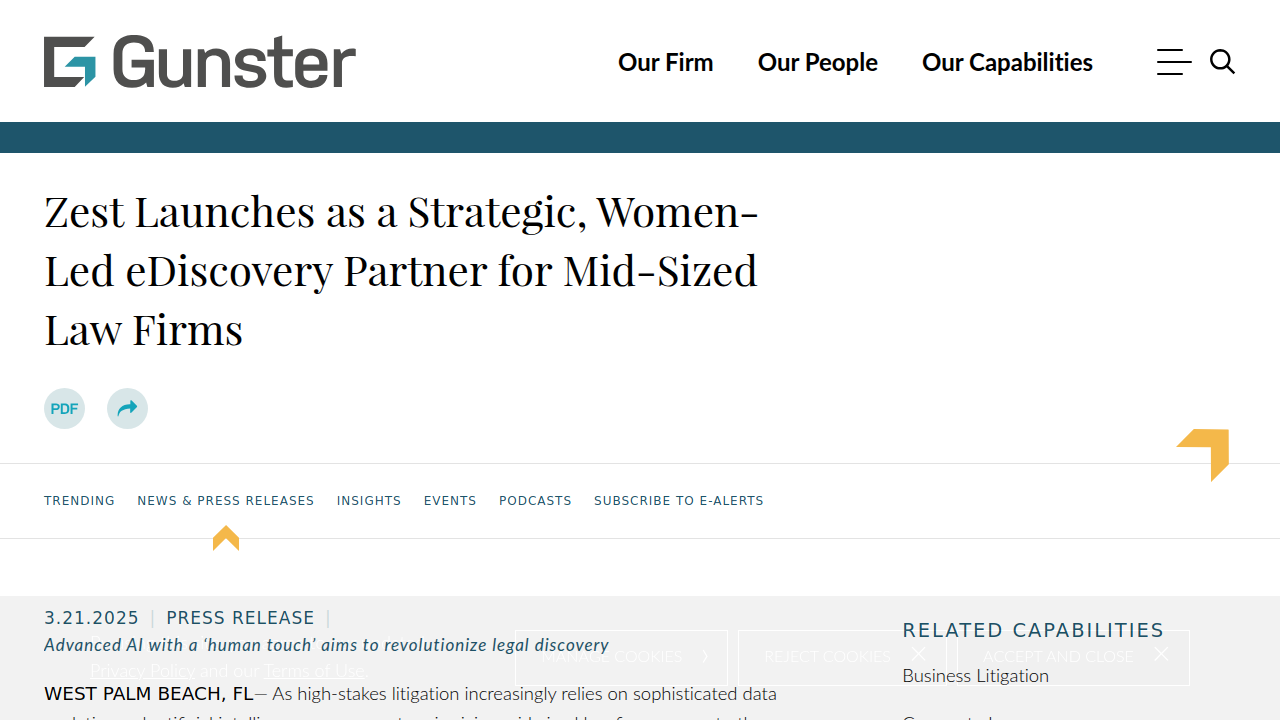 Zest Launches as a Strategic, Women-Led eDiscovery Partner …