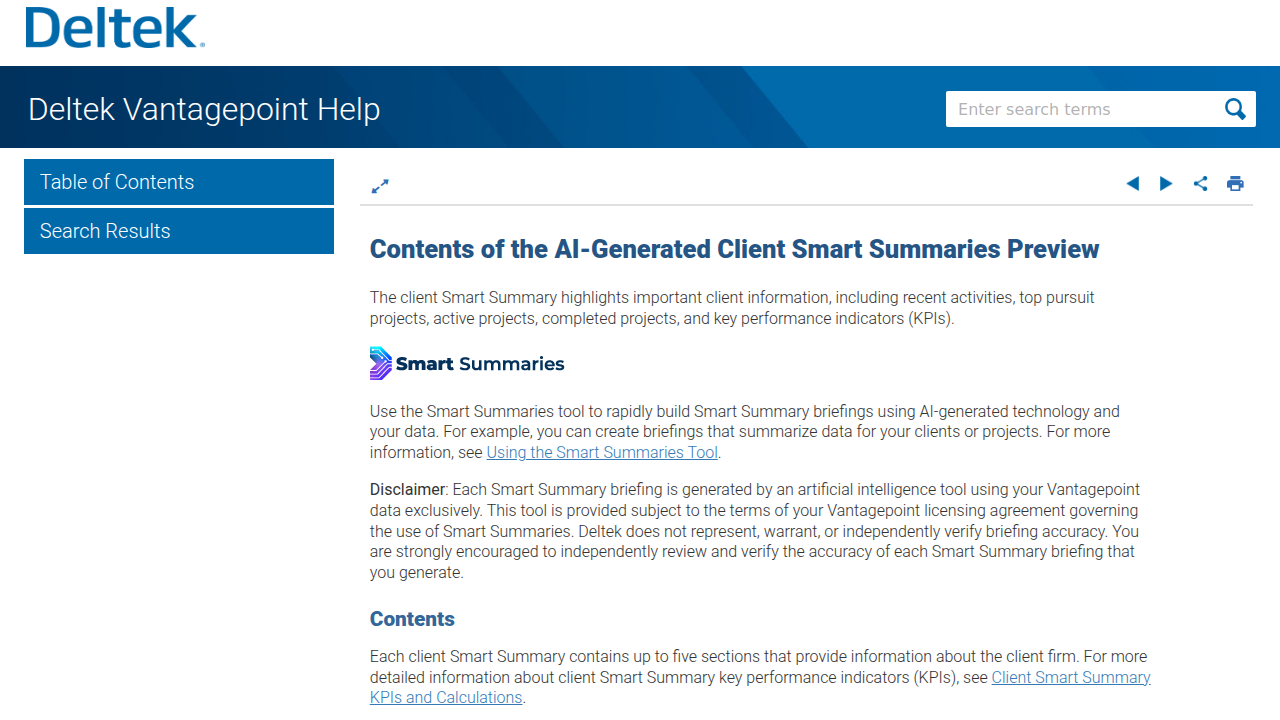 Contents of the AI-Generated Client Smart Summaries Preview