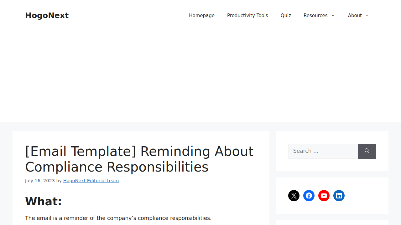 [Email Template] Reminding About Compliance Responsibilities