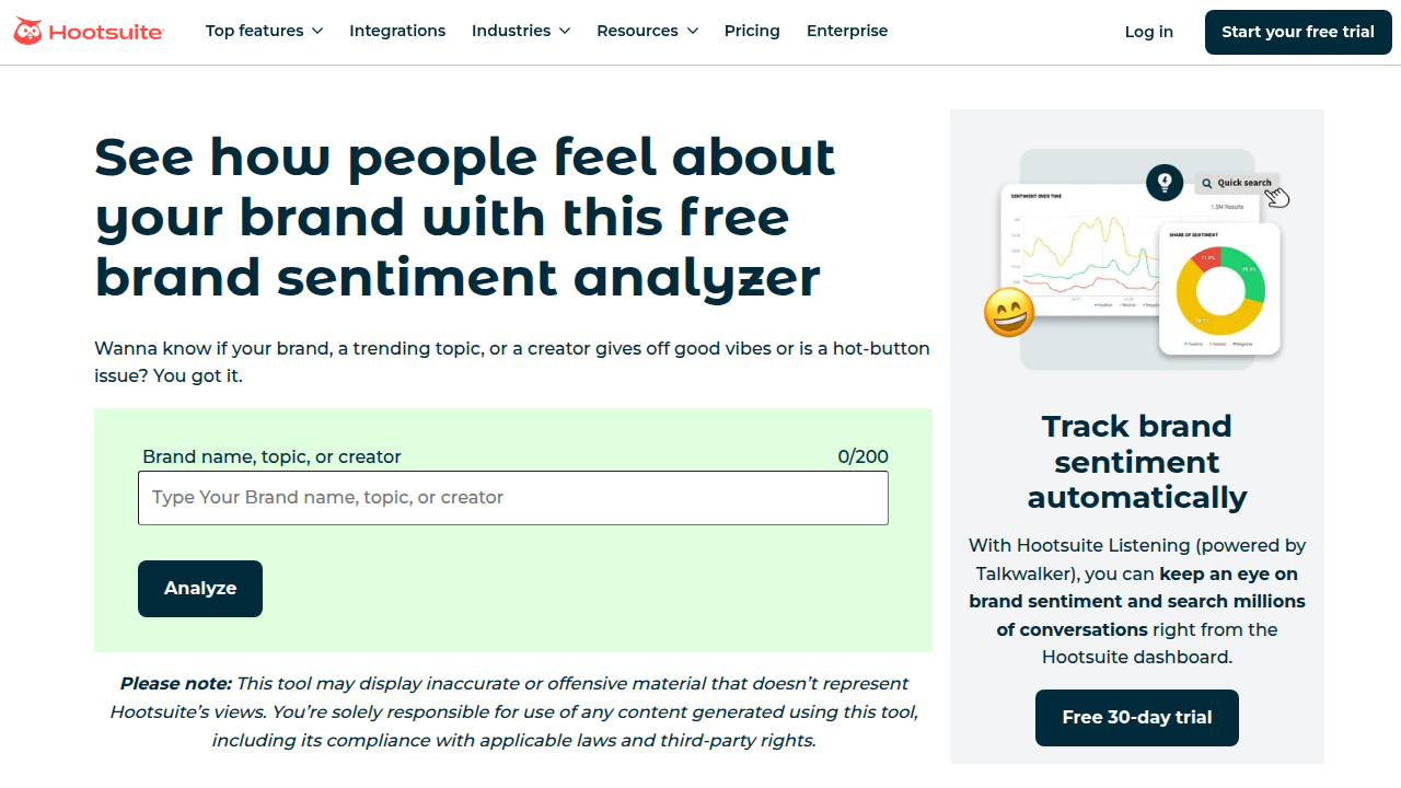 Brand sentiment analyzer [FREE TOOL] - Hootsuite