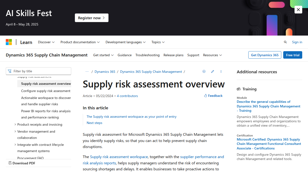 Supply risk assessment overview - Supply Chain Management