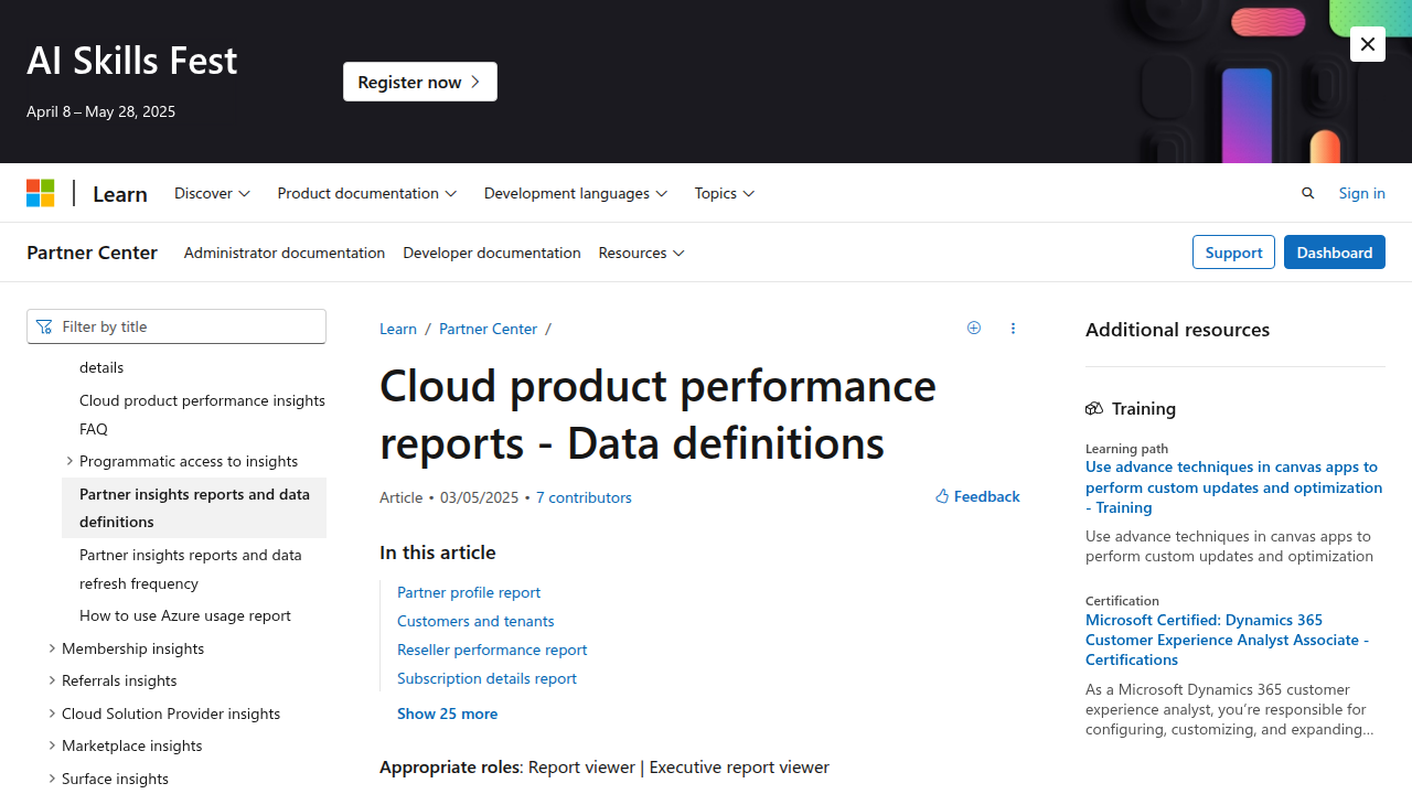 Partner insights reports and data definitions - Partner Center ...