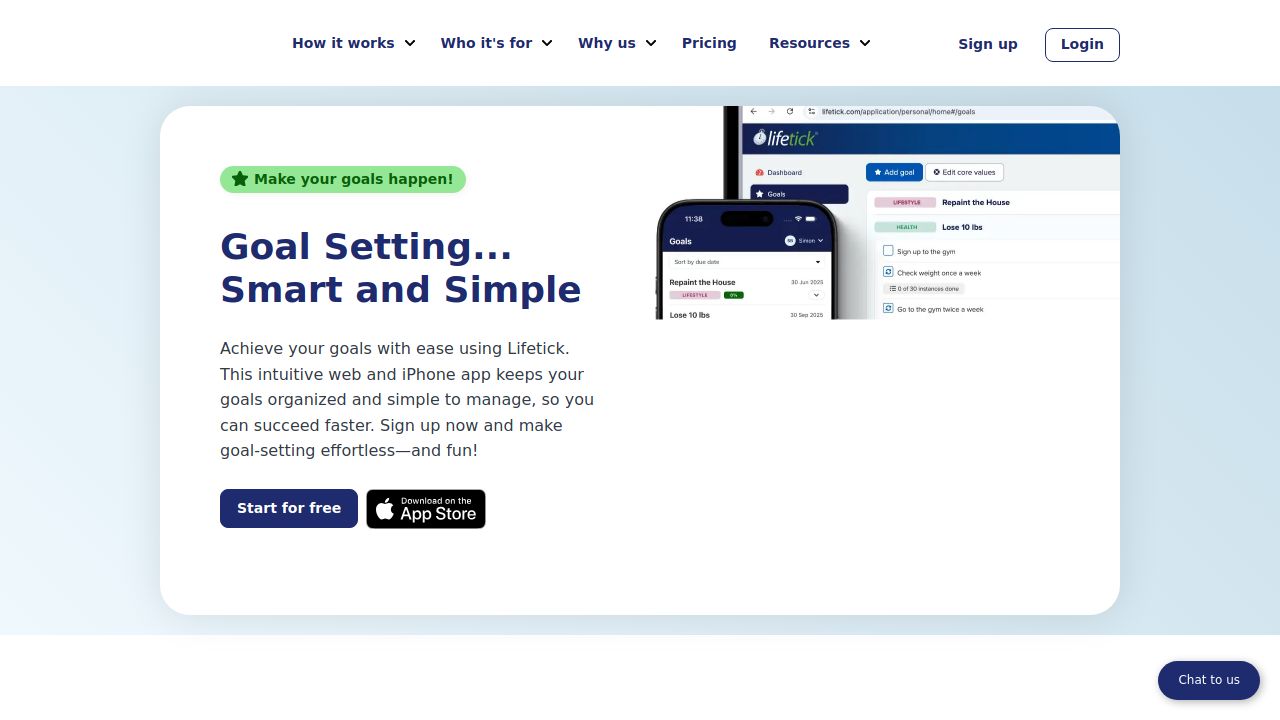 Lifetick - SMART goal setting made simple