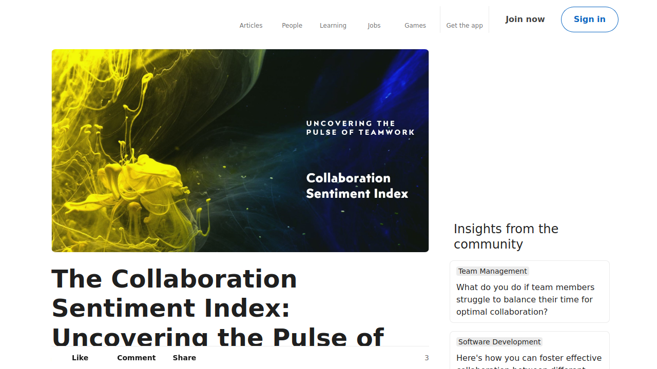The Collaboration Sentiment Index: Uncovering the Pulse of
