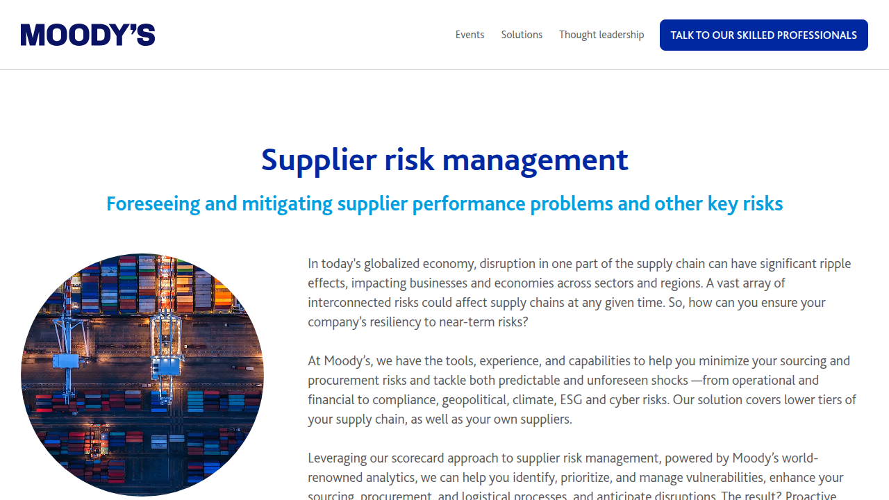 Supplier Risk Management Solutions – Moody's