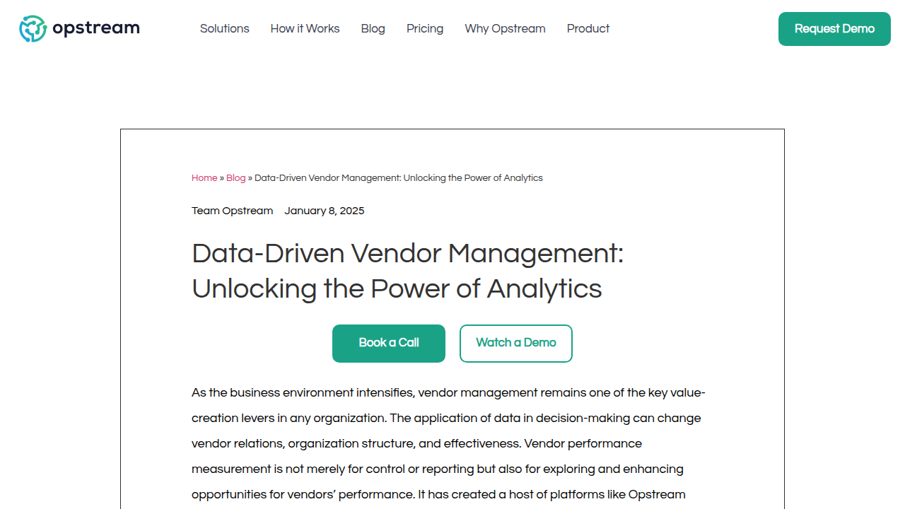 Vendor Analytics: Power of Data-Led Decisions | Opstream