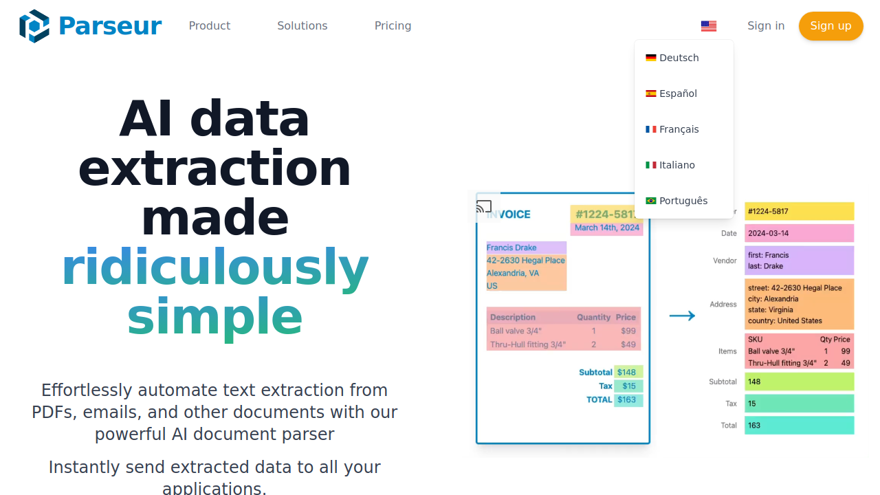 AI data extraction software | Parseur®