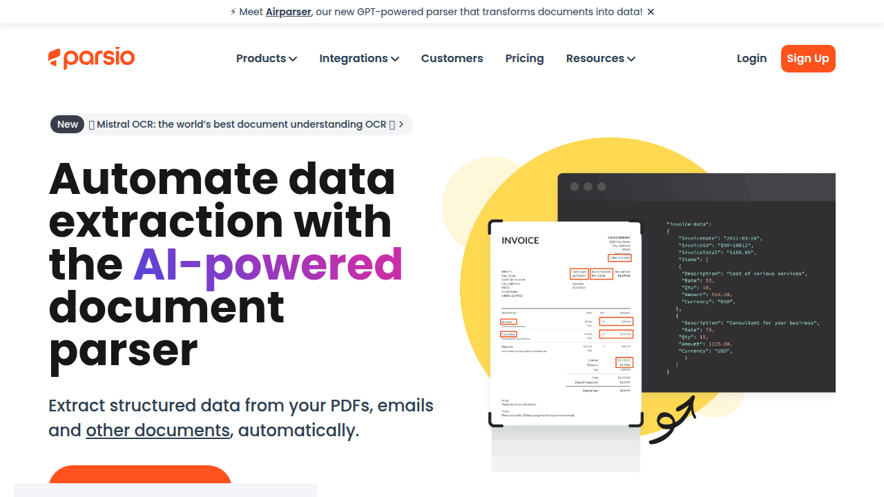 Parsio | Extract Data From Emails and Documents