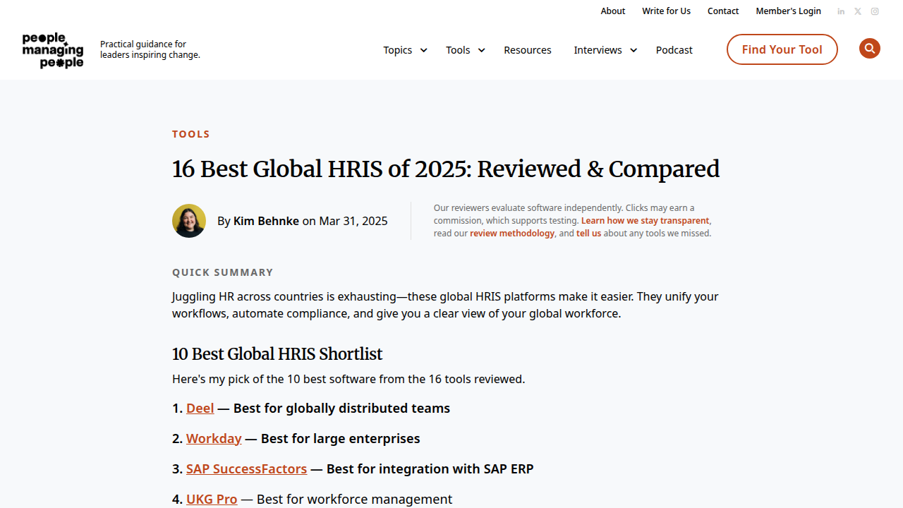16 Best Global HRIS of 2025: Reviewed & Compared