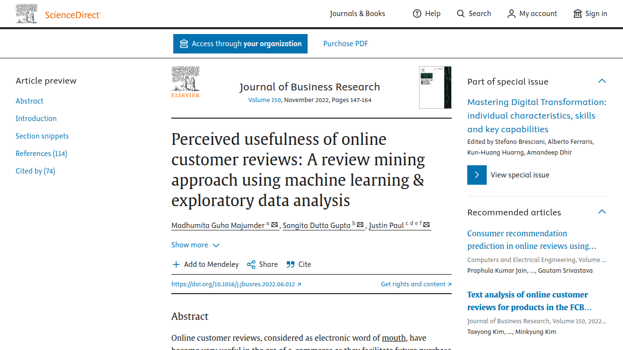 Perceived usefulness of online customer reviews: A review mining ...