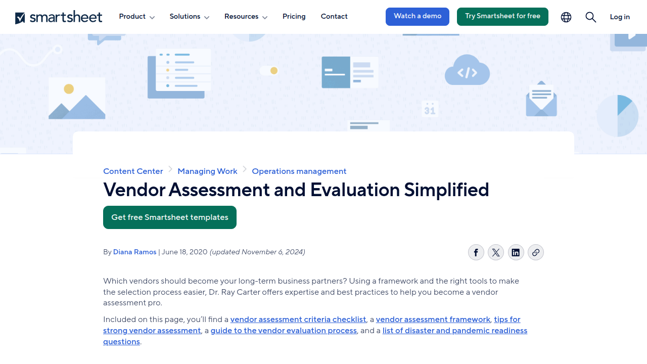 Vendor Assessment and Evaluation Guide | Smartsheet