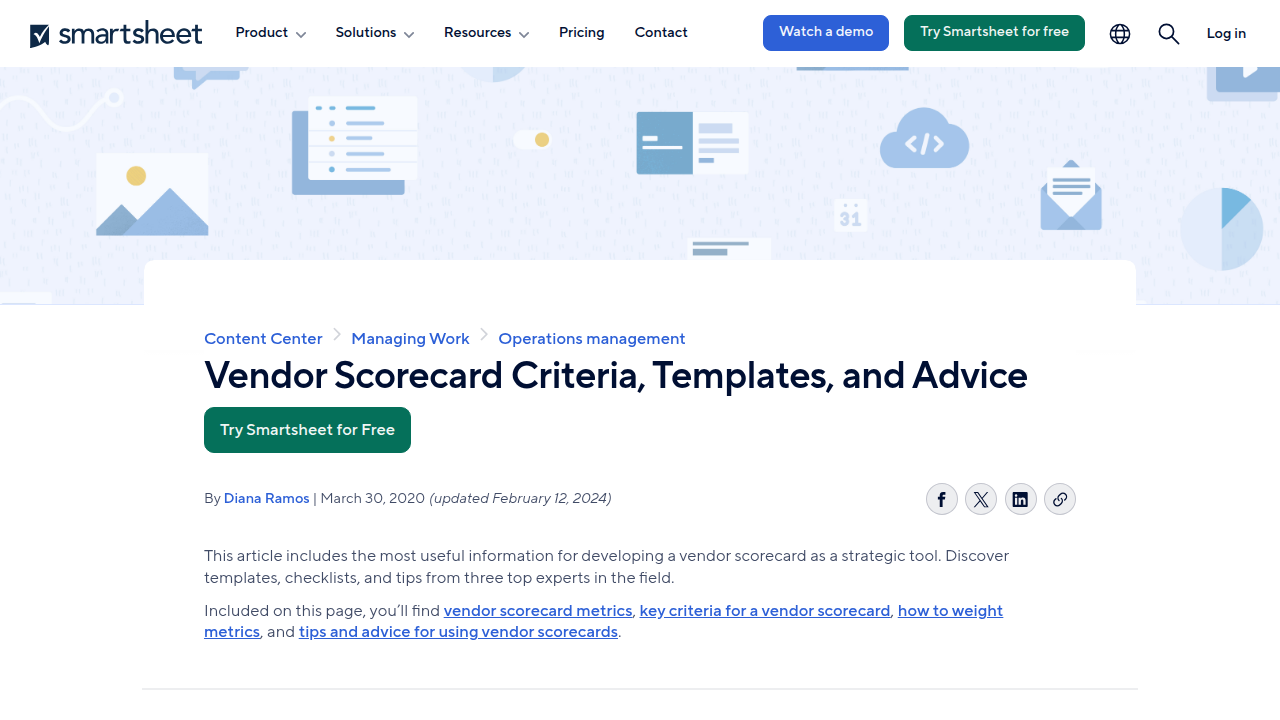 Vendor Scorecard Criteria, Templates, and Advice - Smartsheet