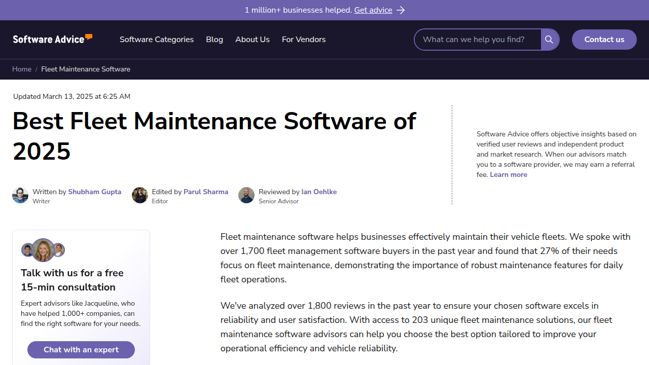 Best Fleet Maintenance Software - 2025 Reviews & Pricing