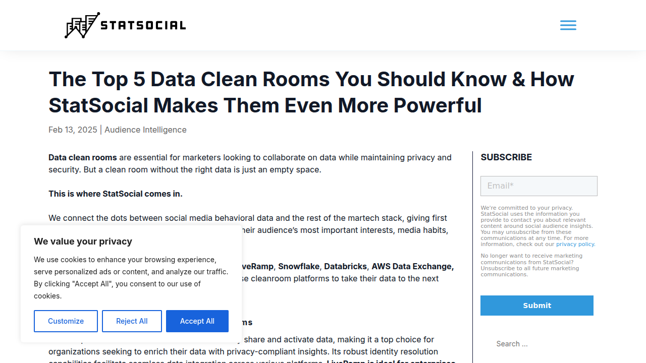 Top 5 Data Clean Rooms + Benefits of Social Audience Data