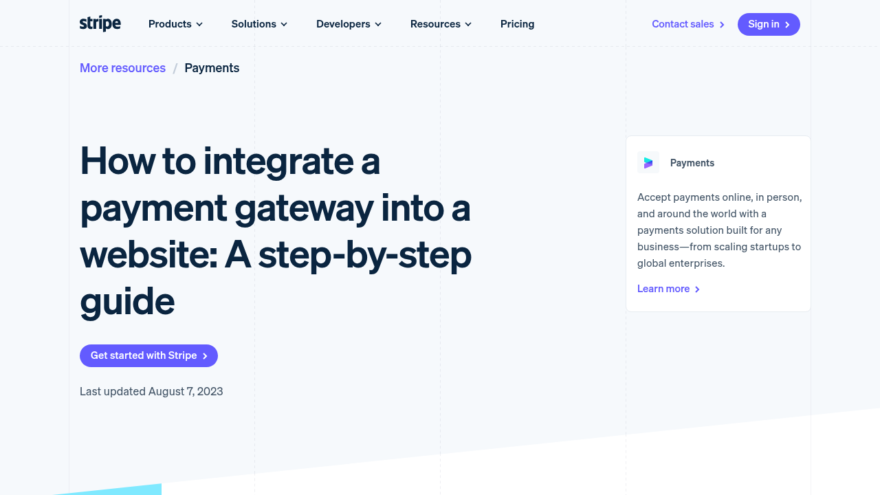 How to integrate a payment gateway into a website | Stripe