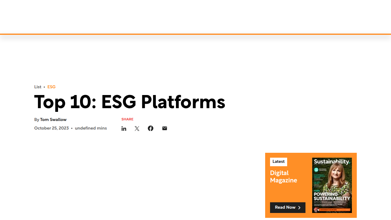 Top 10: ESG Platforms | Sustainability Magazine