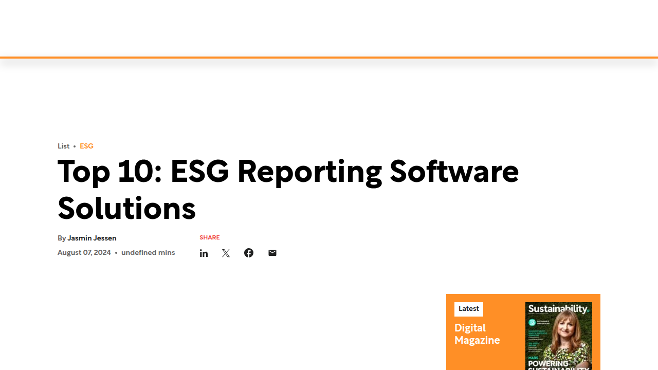 Top 10: ESG Reporting Software Solutions