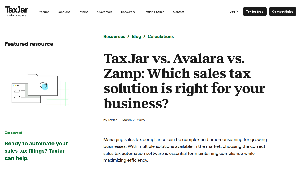 TaxJar vs. Avalara vs. Zamp: Which sales tax solution is right for …