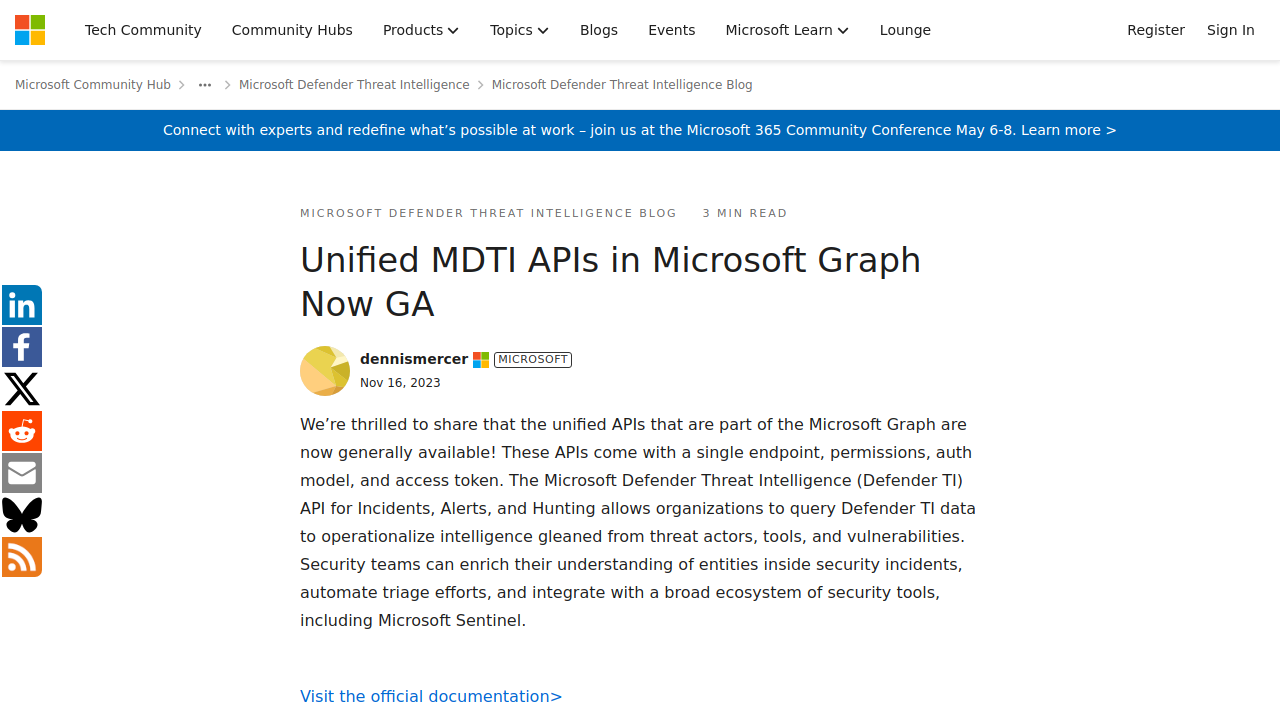 Unified MDTI APIs in Microsoft Graph Now GA