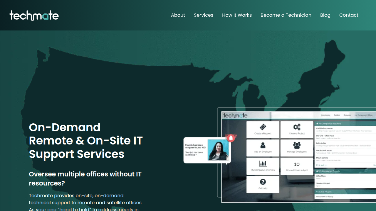 Get Nationwide On-Demand, On-Site IT Support | Techmate