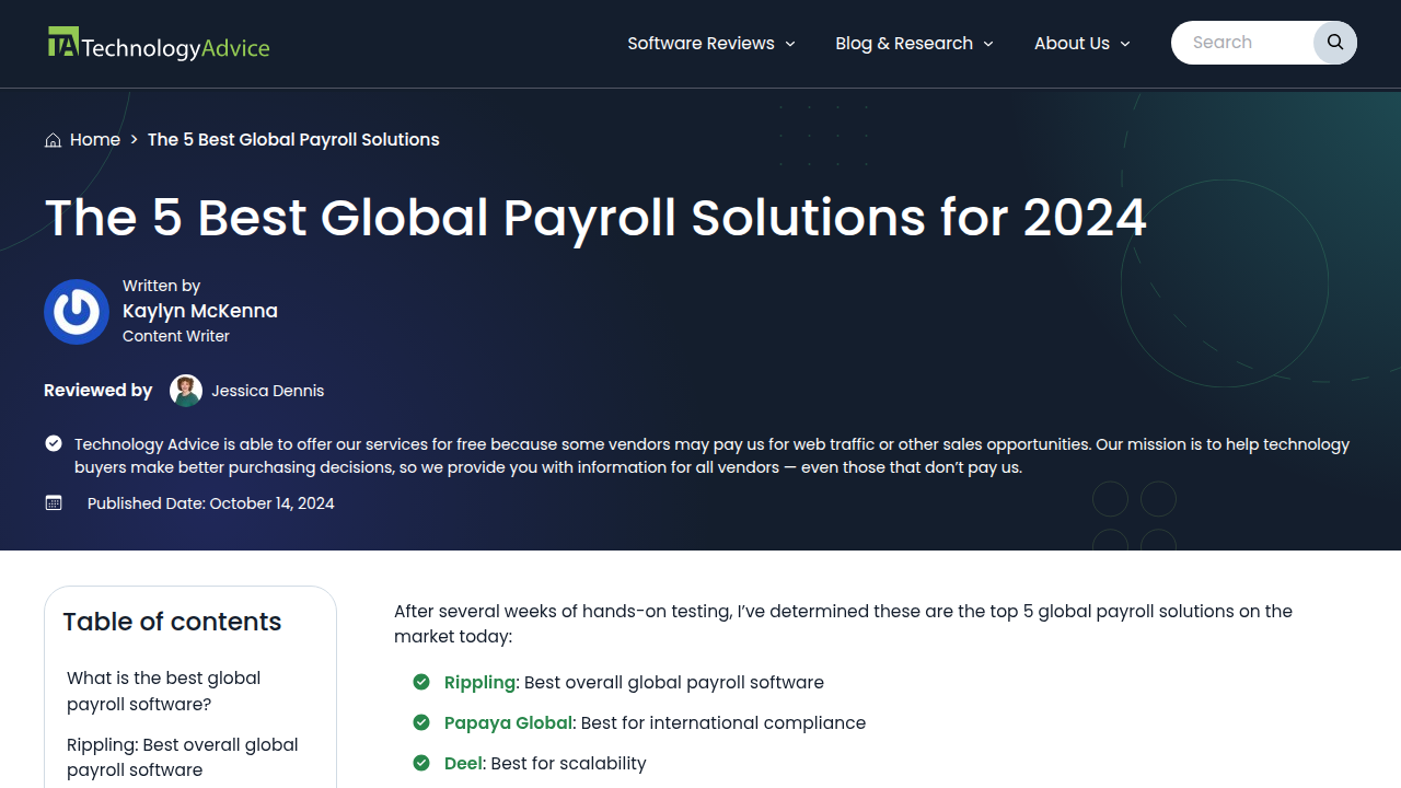 The 5 Best Global Payroll Solutions for 2024 - TechnologyAdvice