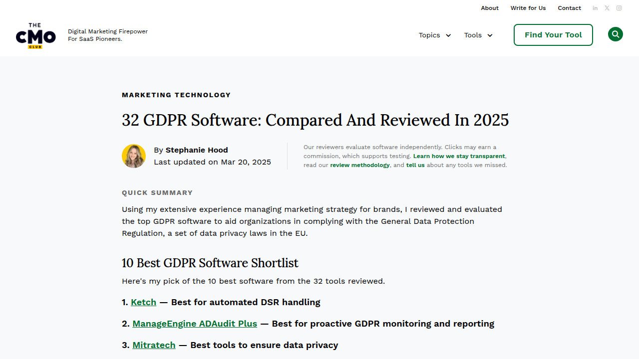 32 GDPR Software: Compared And Reviewed In 2025