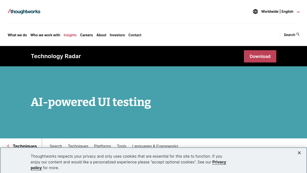 AI-powered UI testing | Technology Radar | Thoughtworks