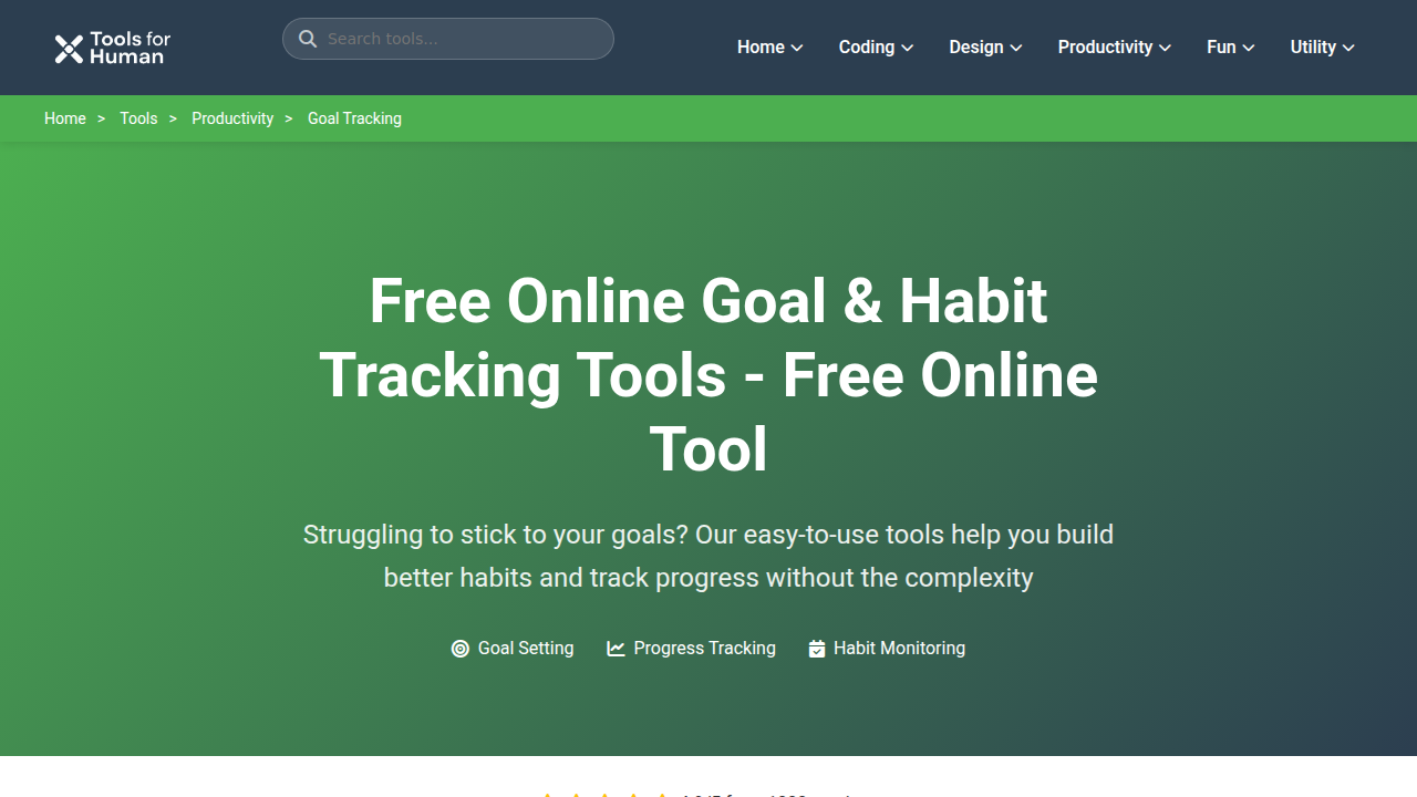 Tools for Human - Free Online Goal & Habit Tracking Tools