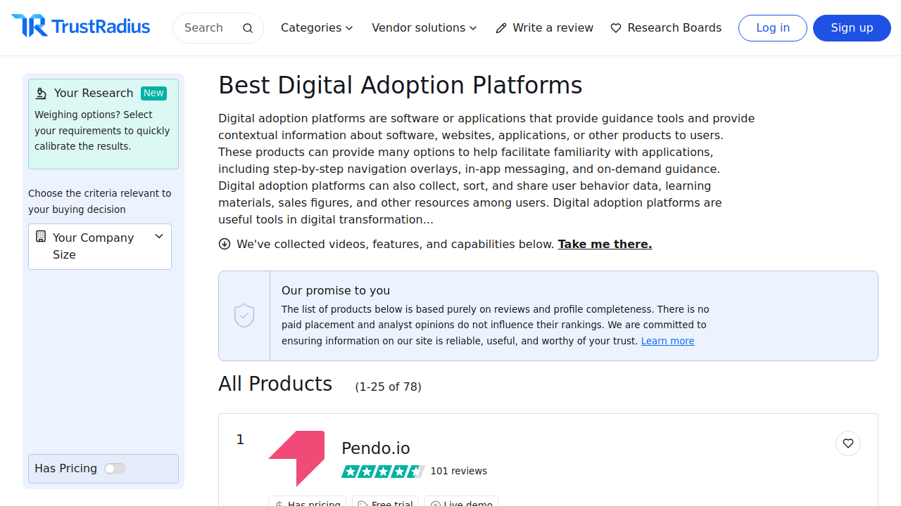 List of Top Digital Adoption Platforms 2025 - TrustRadius