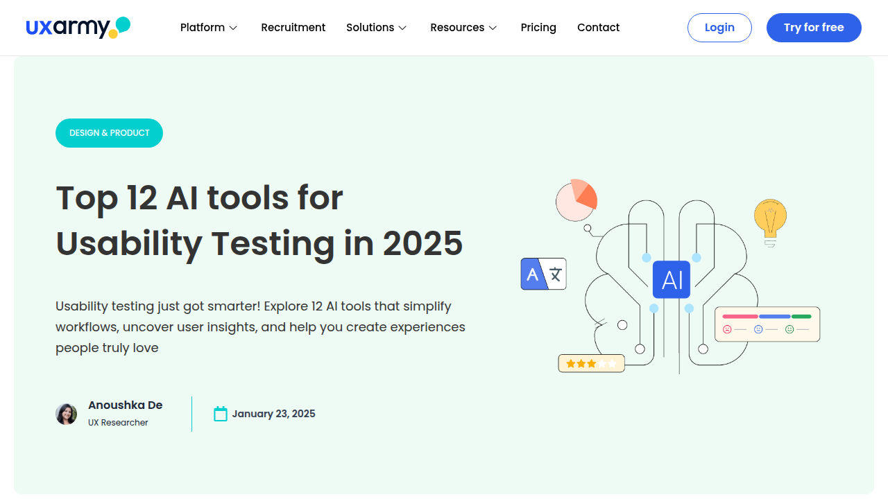 Top 12 AI tools for Usability Testing in 2025 - uxarmy.com