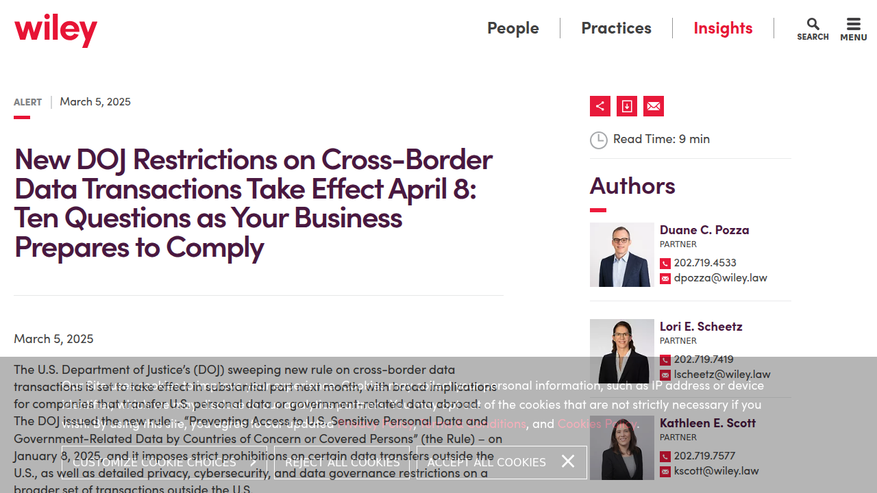 New DOJ Restrictions on Cross-Border Data …
